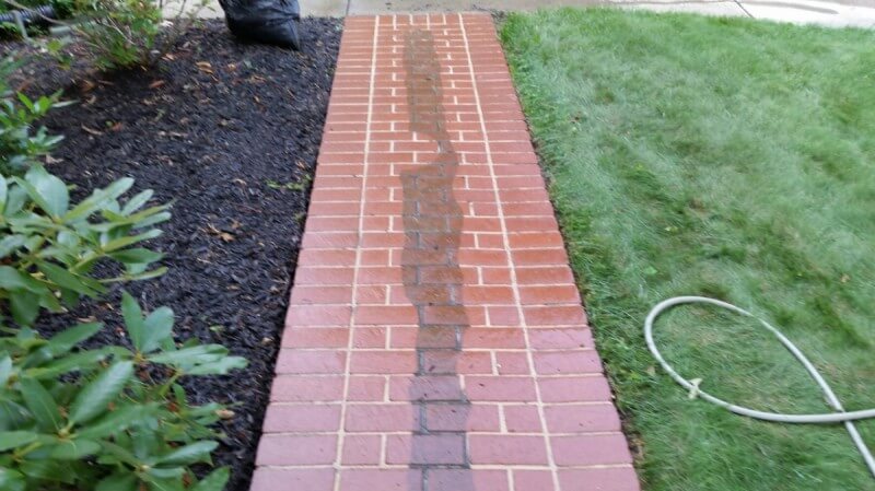 Brick walkway being cleaned in Millersville, MD